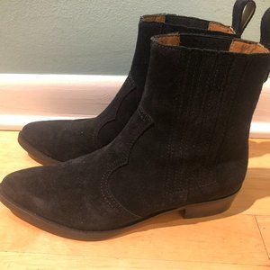 GANNI Western Suede Ankle Boot in Black - 1/2 in. heel